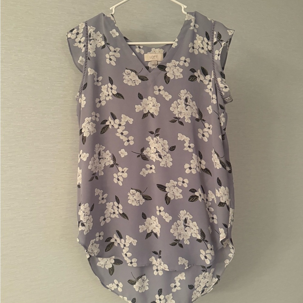 LOFT Lavender Floral Sleeveless Blouse